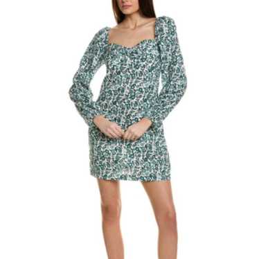 Boden green floral linen long sleeve dress