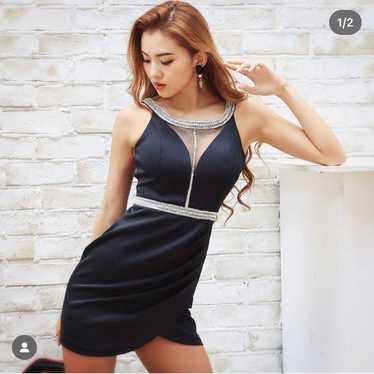 IRMA Black Tight Dress with Jewels, Sleeveless