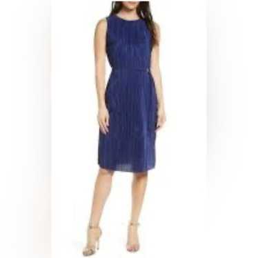 SAM EDELMAN sleeveless blue mini pleated dress si… - image 1