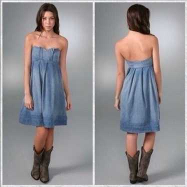 Current Elliot Dress Strapless Denim Mini The Hea… - image 1