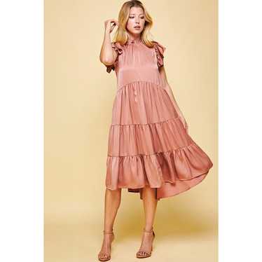 Pinch metallic tiered ruffle dress