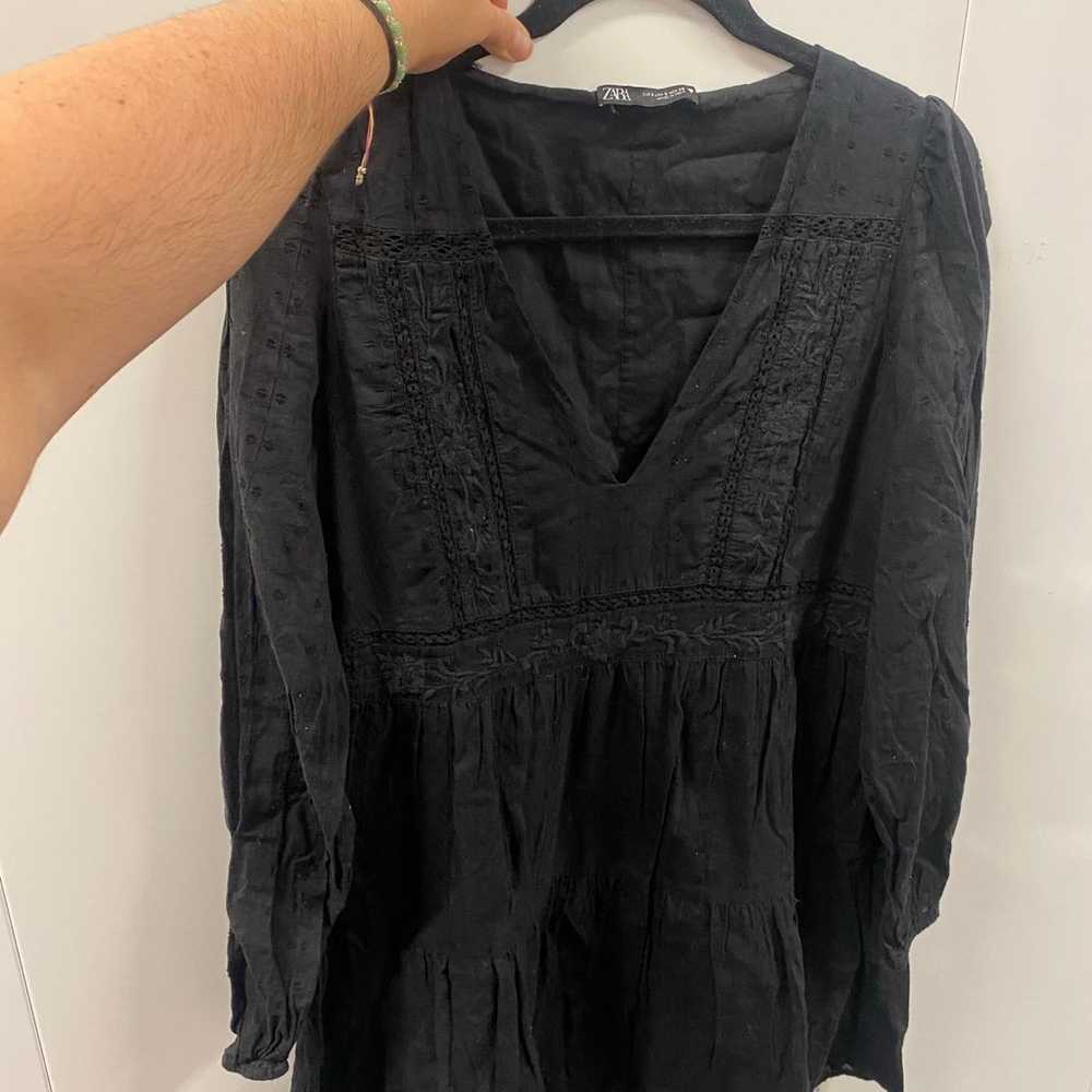 Zara Black Boho Dress Size: Small - image 1