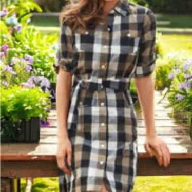 L.l Bean brown plaid shirt dress size 4 - image 1