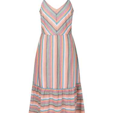 Oliver Bonas Tropical Spliced Stripe Midi Dress, s