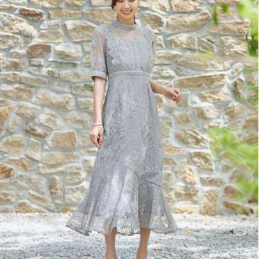 DRESS+ Gray Lace Maxi Dress Short Sleeve