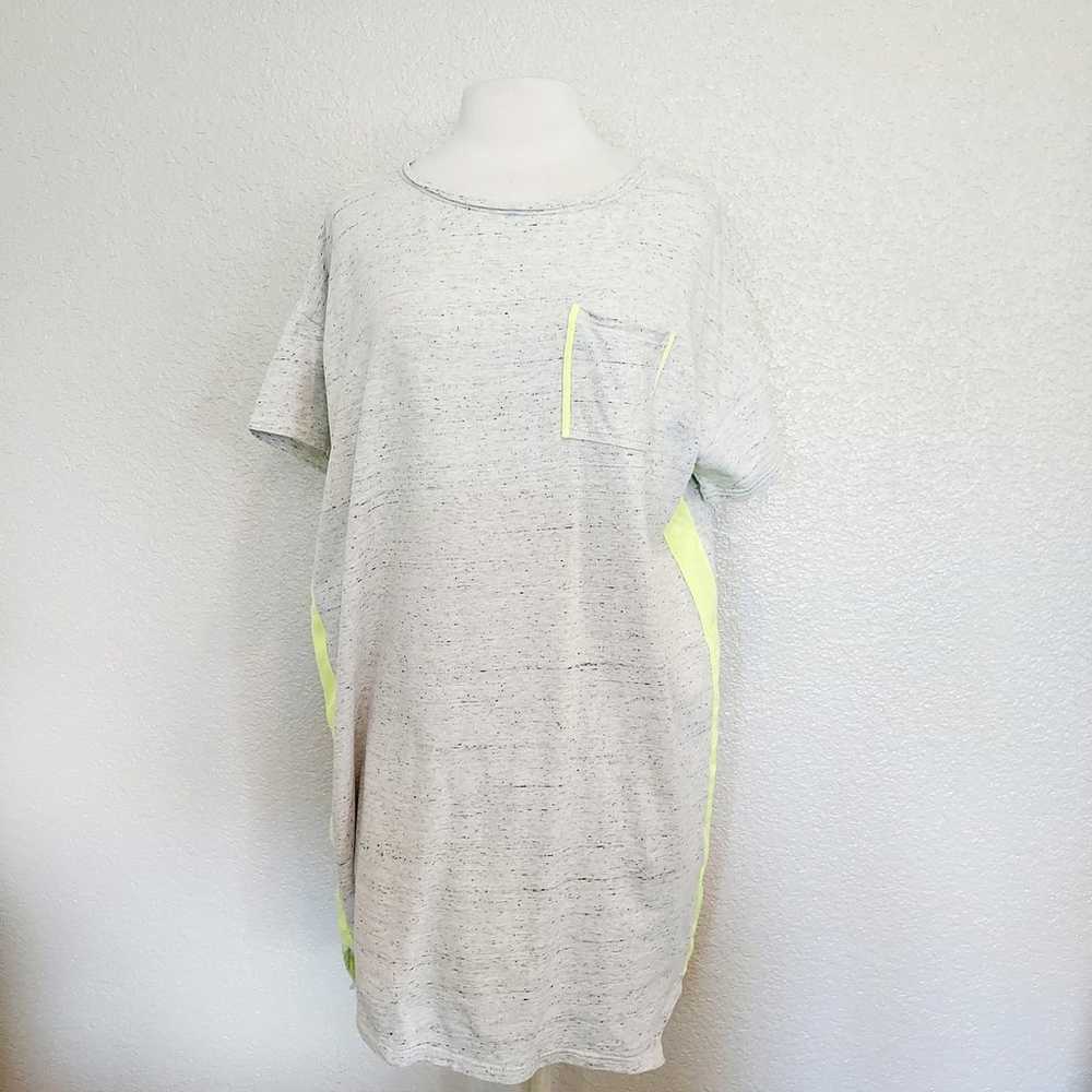 White + Warren Gray Marled T-Shirt Dress w/Neon S… - image 1