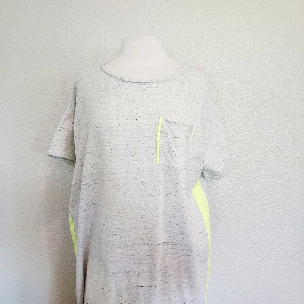 White + Warren Gray Marled T-Shirt Dress w/Neon S… - image 2