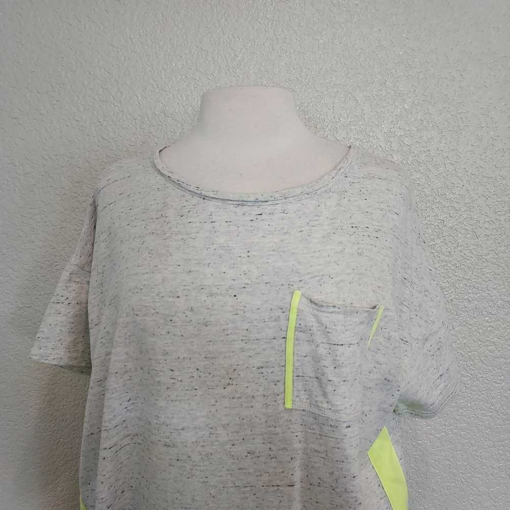 White + Warren Gray Marled T-Shirt Dress w/Neon S… - image 3