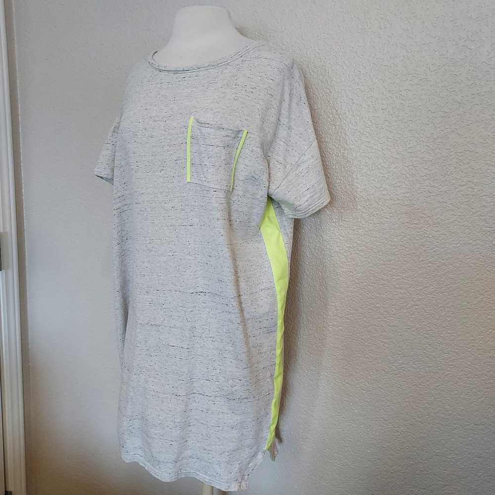 White + Warren Gray Marled T-Shirt Dress w/Neon S… - image 5