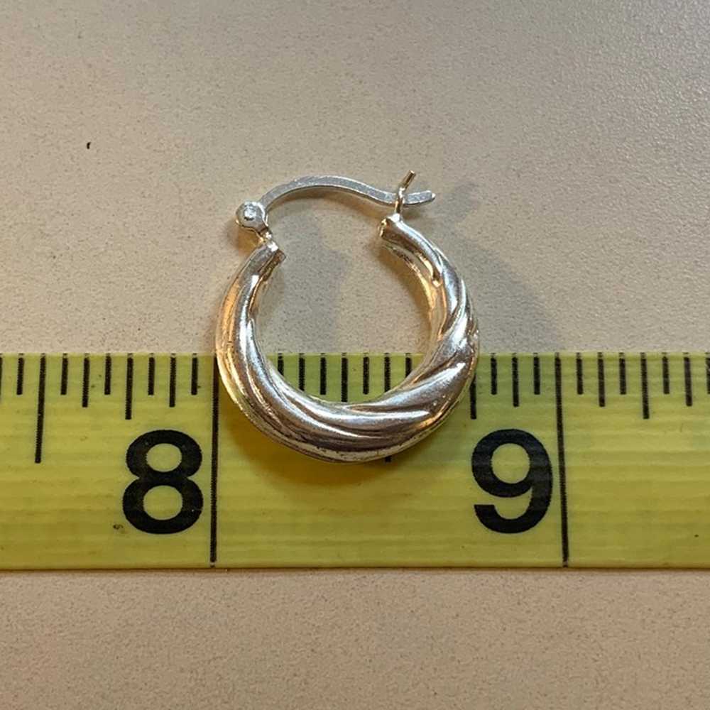 VTG Solid Sterling Silver 925 Puffed Twist Hoop E… - image 6