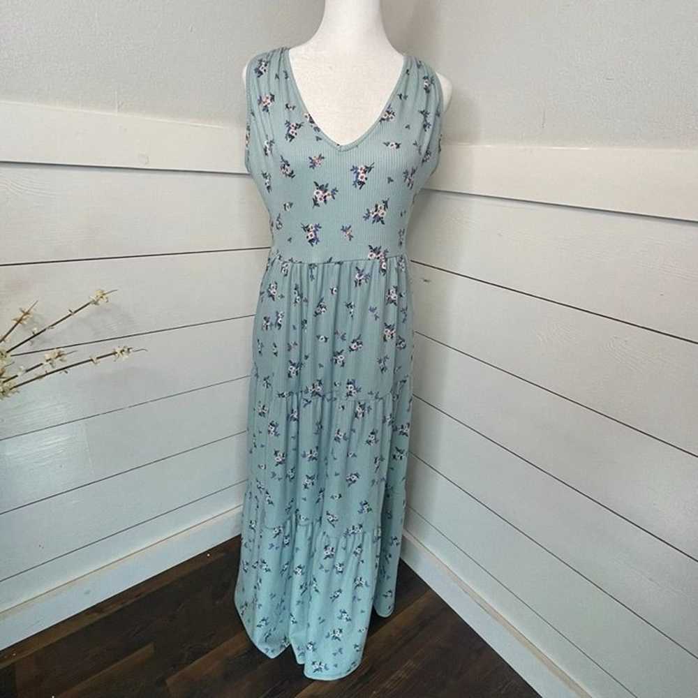 Jessica Simpson Light Teal Floral Ribbed Tiered M… - image 1