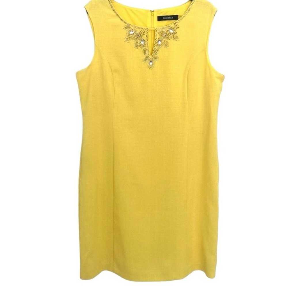 Ellen Tracy Jewel Yellow Sleeveless Dress Sz 16 - image 1