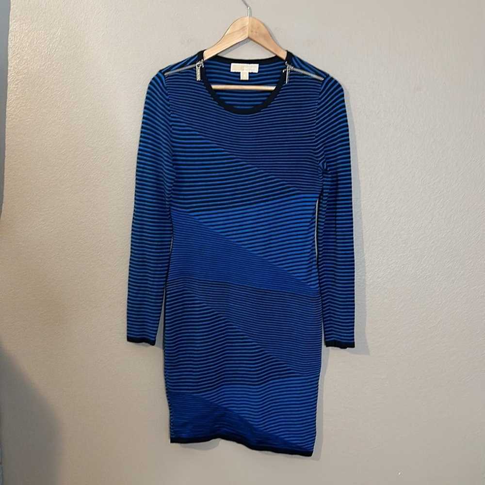 Michael Kors Fitted Light Sweater Dress Blue and … - image 5