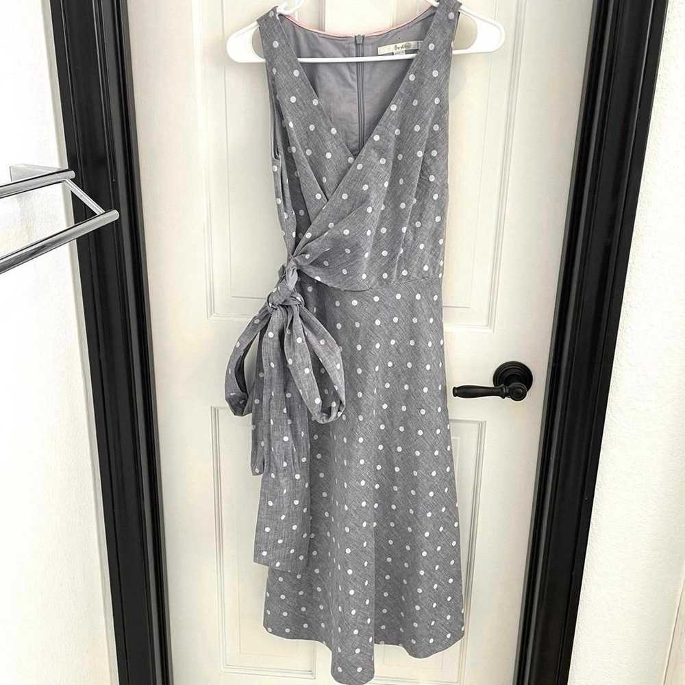 Boden gray and white polka dot wrap dress US size… - image 2