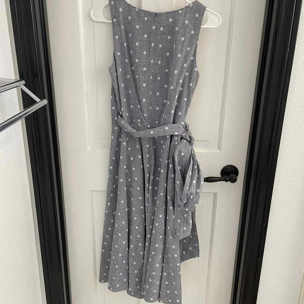 Boden gray and white polka dot wrap dress US size… - image 5