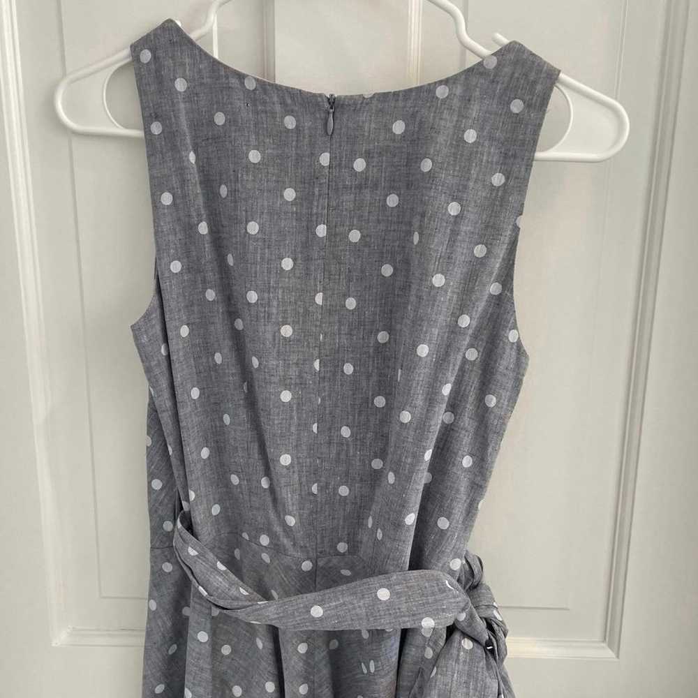 Boden gray and white polka dot wrap dress US size… - image 6