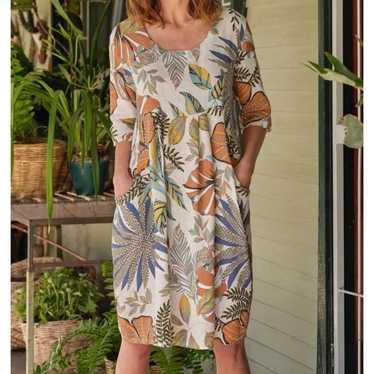 Woolovers 100% Linen Pocket Tunic Dress Tropical … - image 1