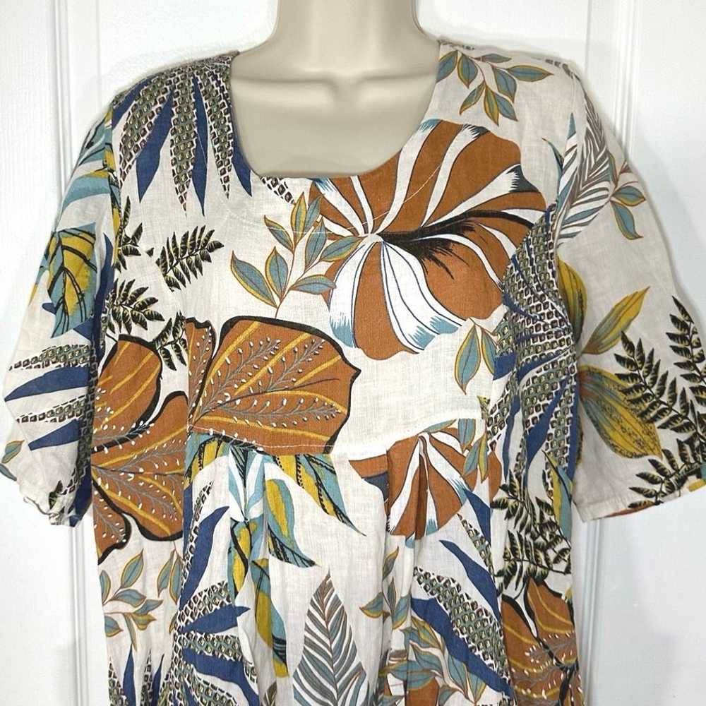 Woolovers 100% Linen Pocket Tunic Dress Tropical … - image 4