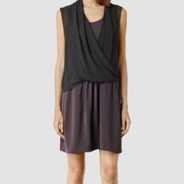 All Saints Amis Dress Grey Black Mini Size 4 - image 1