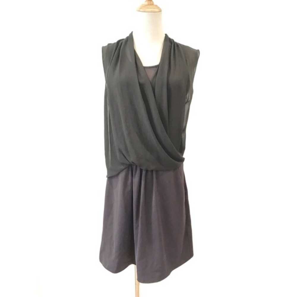 All Saints Amis Dress Grey Black Mini Size 4 - image 3