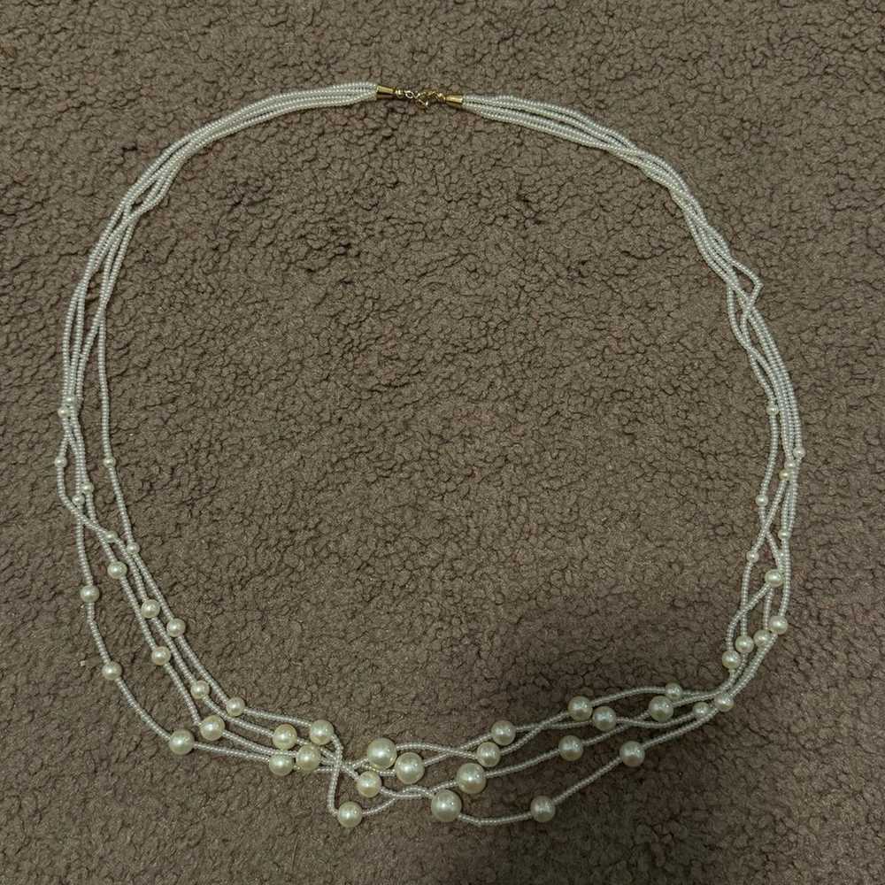 Vintage Crown Trifari Faux Pearl Twist Necklace - image 4