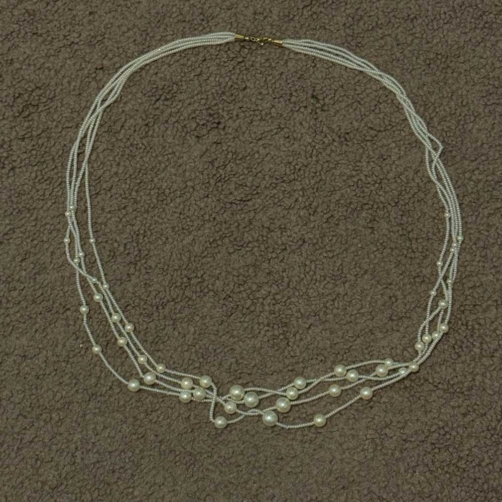 Vintage Crown Trifari Faux Pearl Twist Necklace - image 5