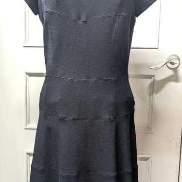 Theory black short-sleeved one-piece dress.