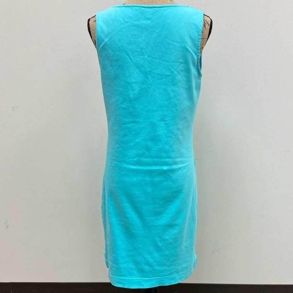 Talbots aqua cotton knit sleeveless crocheted v n… - image 2