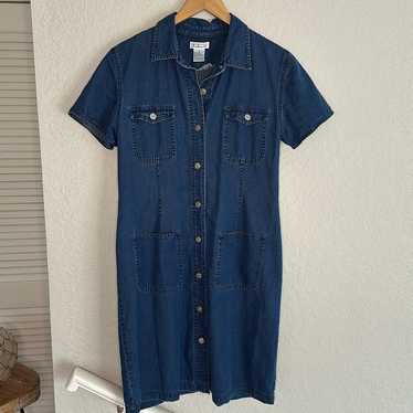 Vintage Talbots Denim Shirt Dress Size 14 Preppy … - image 1