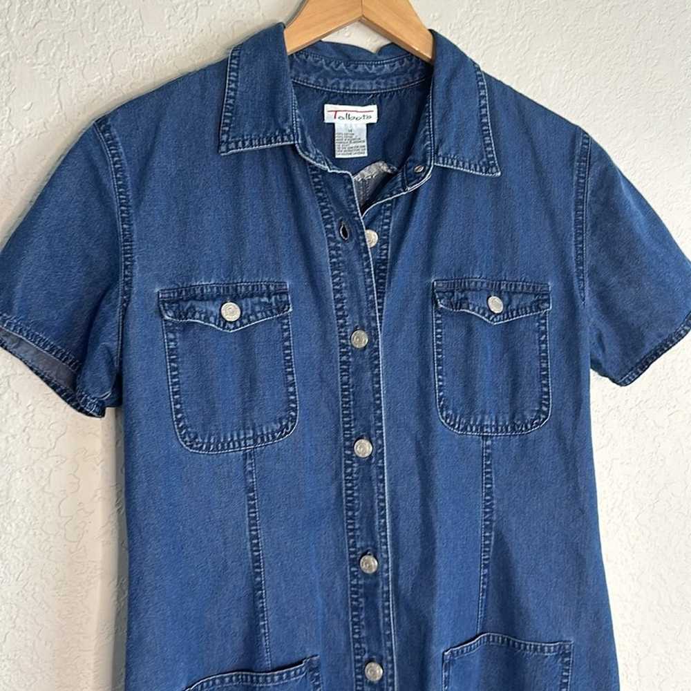 Vintage Talbots Denim Shirt Dress Size 14 Preppy … - image 2