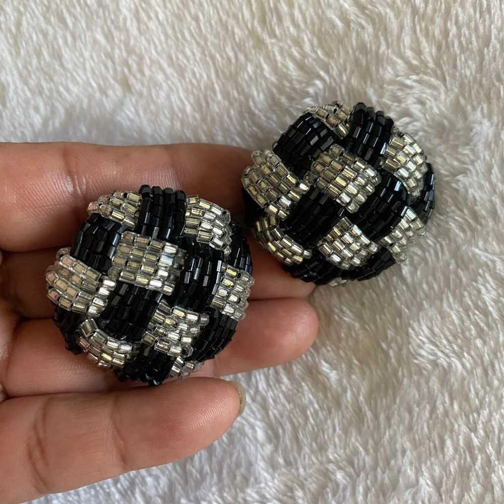 Retro Black & clear beads earrings - image 1