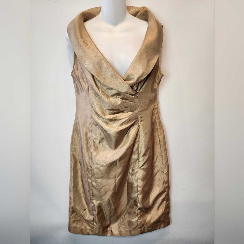 Evan Picone Petites Gold Sleeveless Shawl Collar … - image 3