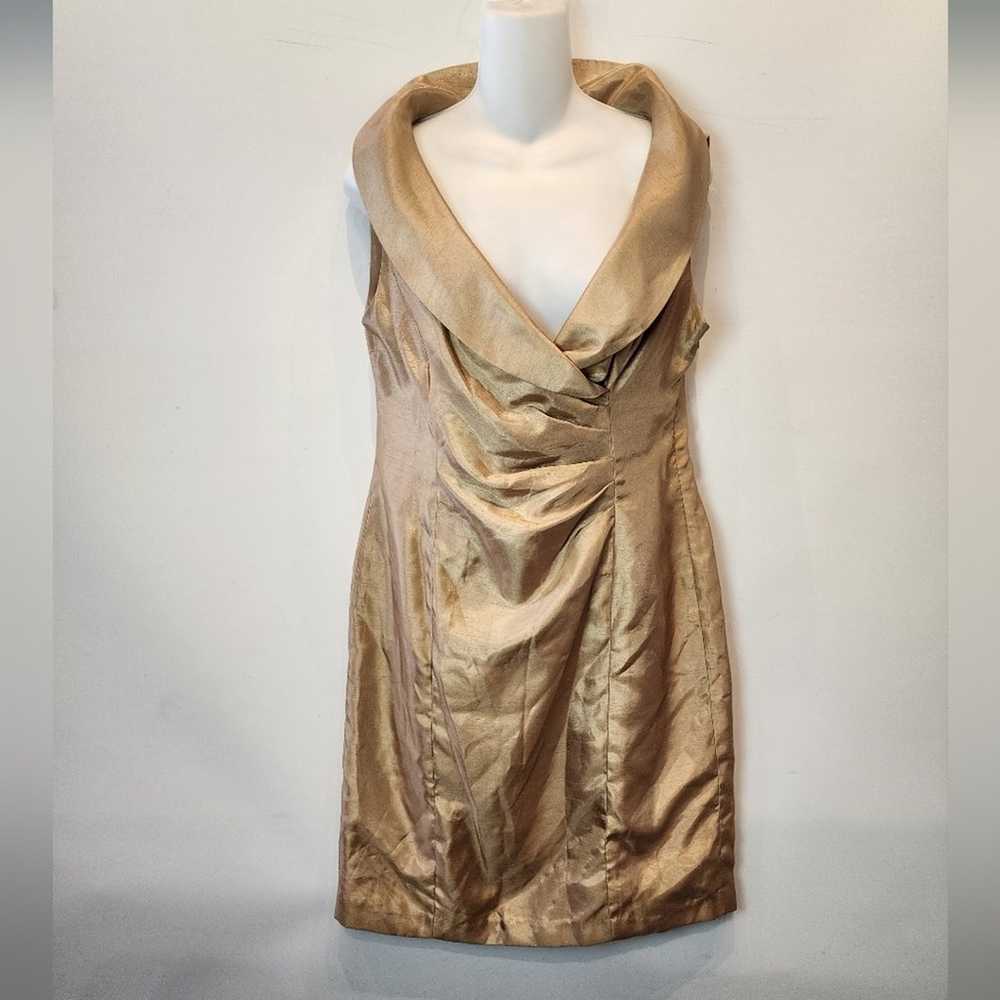 Evan Picone Petites Gold Sleeveless Shawl Collar … - image 5