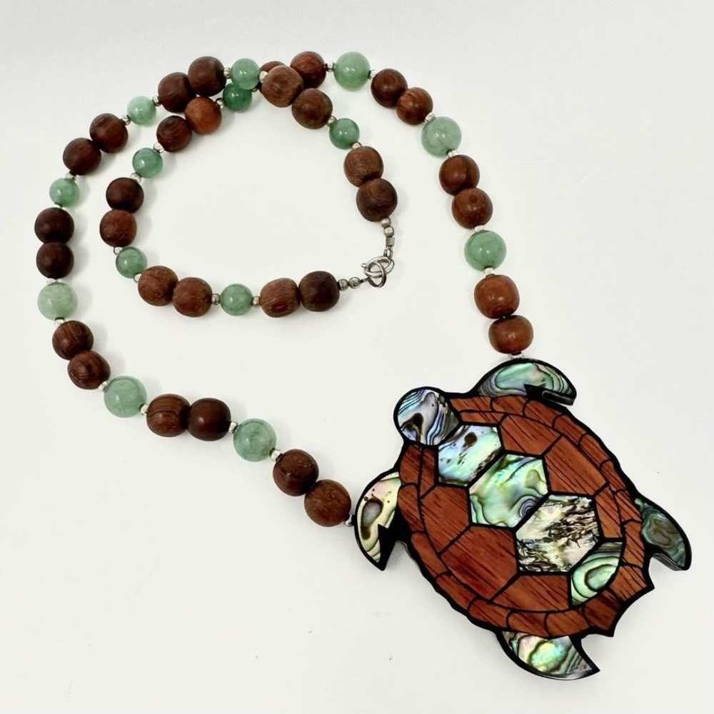 Vintage Lee Sands Wood Shell Inlay Sea Turtle Sto… - image 3