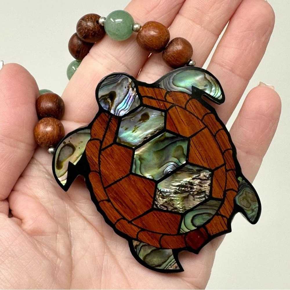 Vintage Lee Sands Wood Shell Inlay Sea Turtle Sto… - image 4