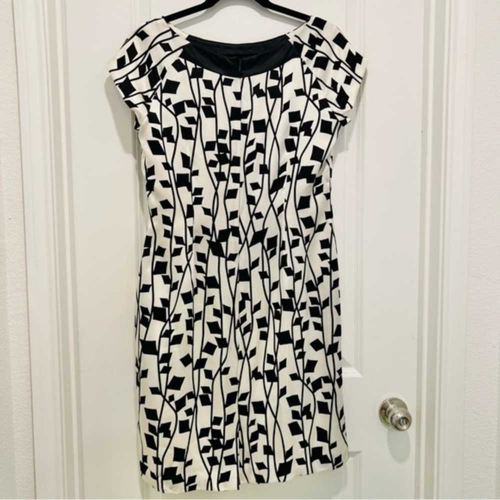 Donna Morgan Black & White 100% Silk Sheath Dress… - image 4