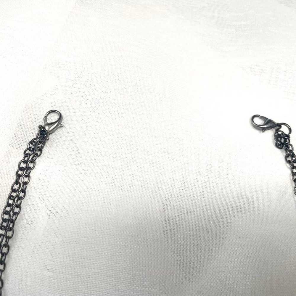 Antique necklace chain with natural black onyx ge… - image 4