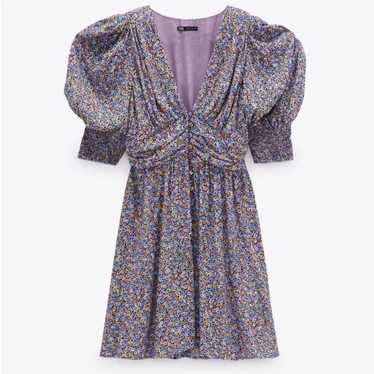 Zara Floral Print Dress Pads Purple Dainty Lilac C