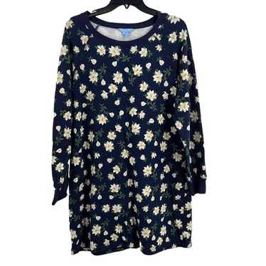 Draper James Navy Blue Magnolia Floral Print Swea… - image 1