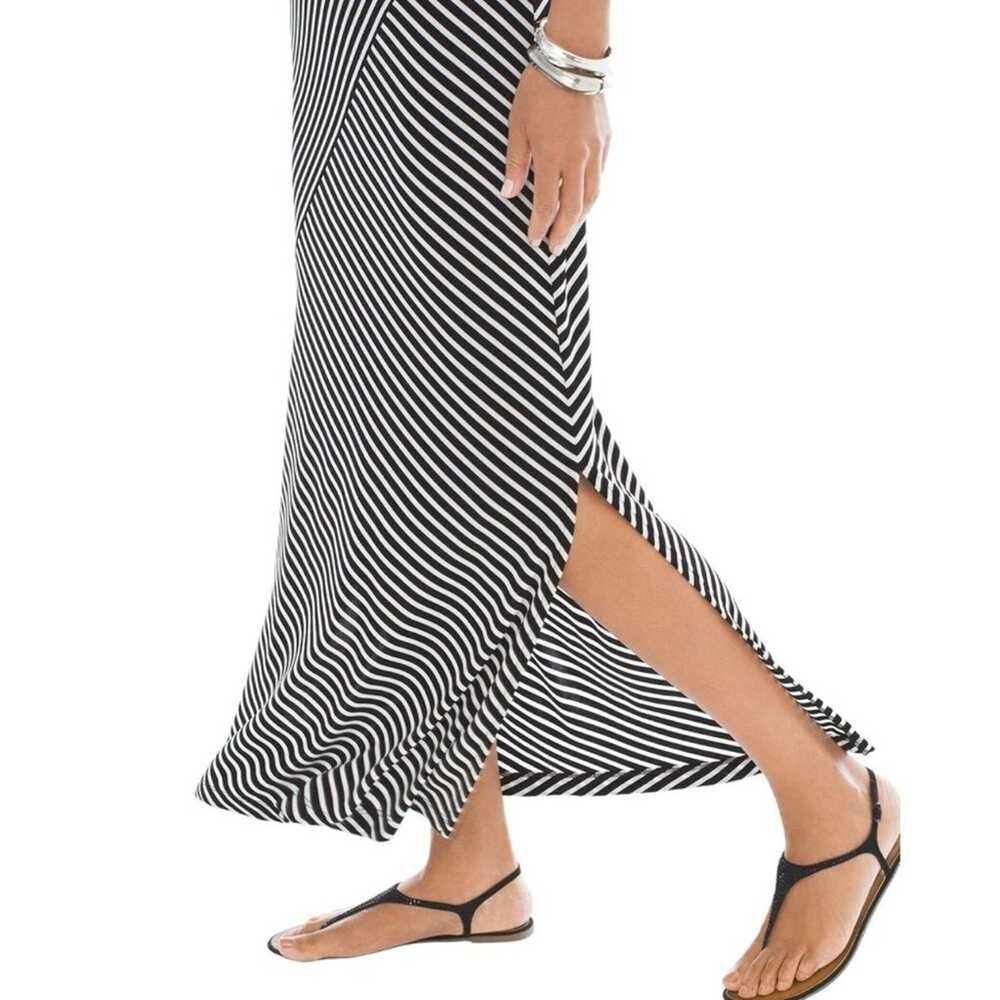 CHICO'S Travelers Summer Stripe Maxi Dress in Bla… - image 3