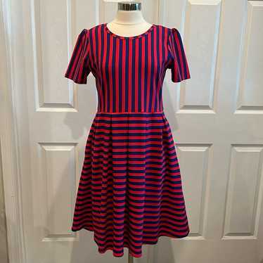 LULAROE Amelia Pink & Blue Striped Dress