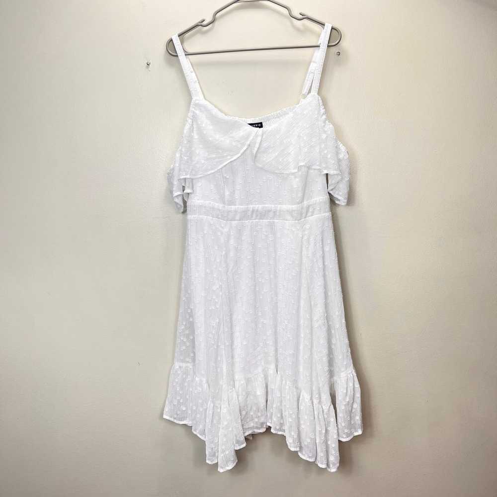 Torrid White Lurex Hanky Hem Clip Dot Chiffon Ruf… - image 5