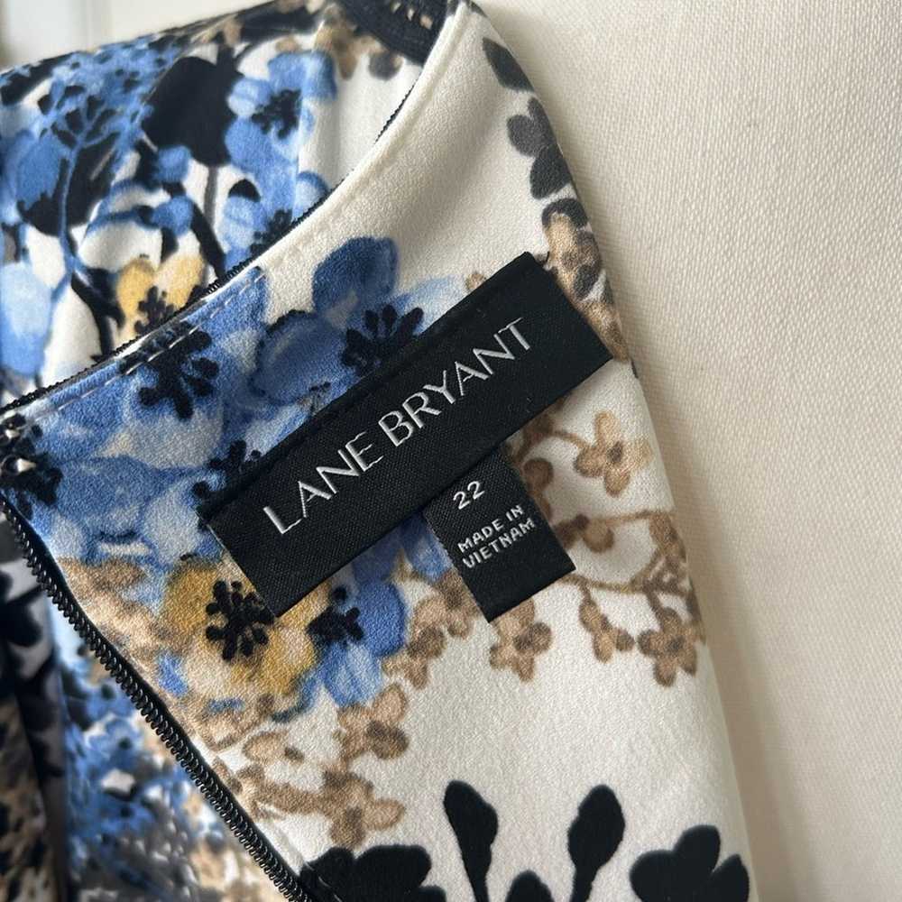 Lane Bryant Blue, Tan & White Watercolor Floral F… - image 5