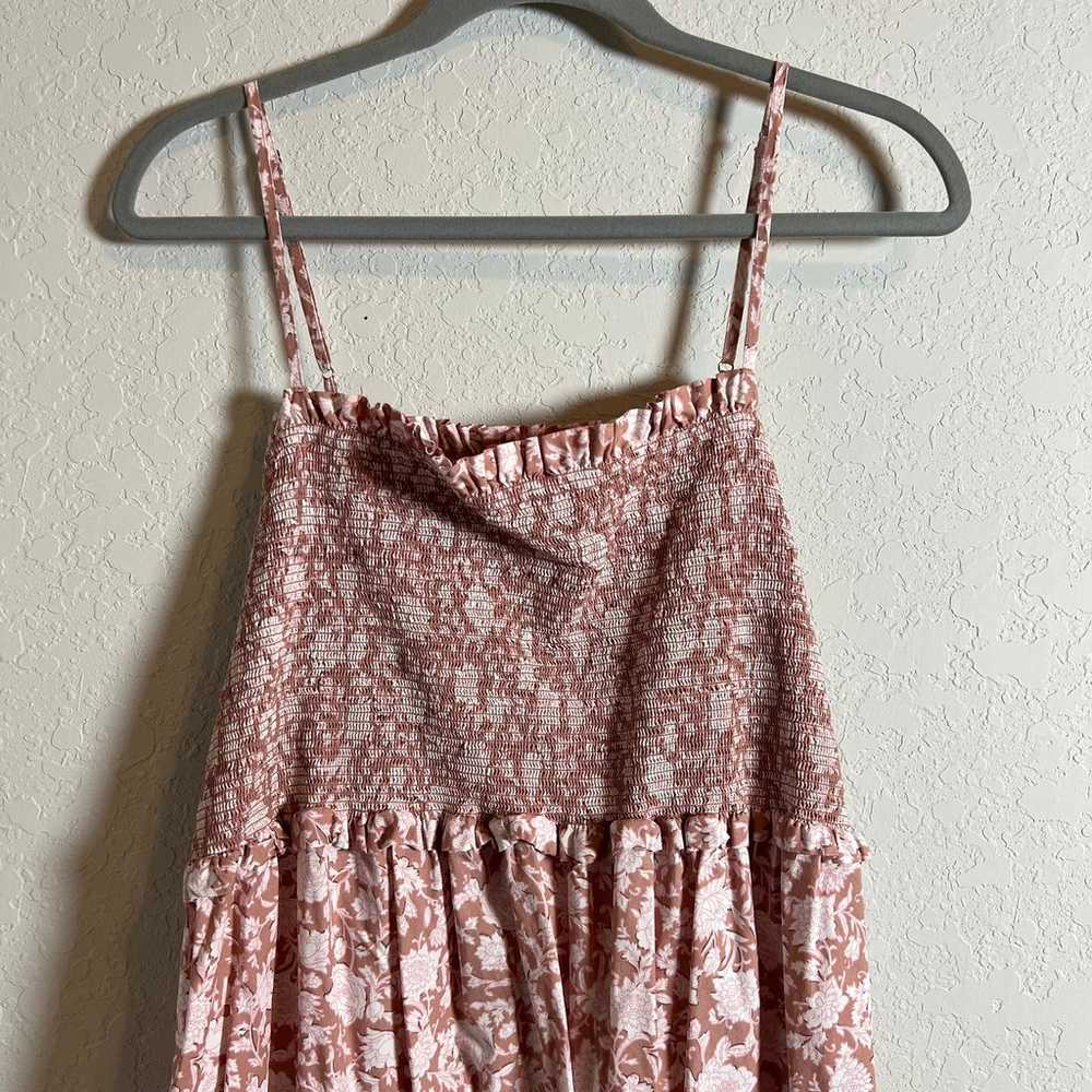 J, Crew Mauve Floral Smocked Top Spaghetti Strap … - image 4