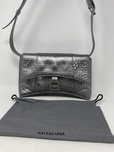 BALENCIAGA Small Downtown Croc Embossed Leather Sh