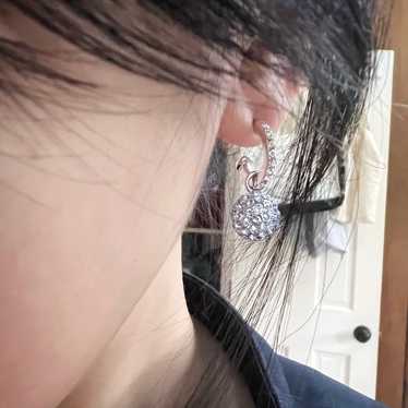 Pure silver full rhinestone ear earrings - image 1