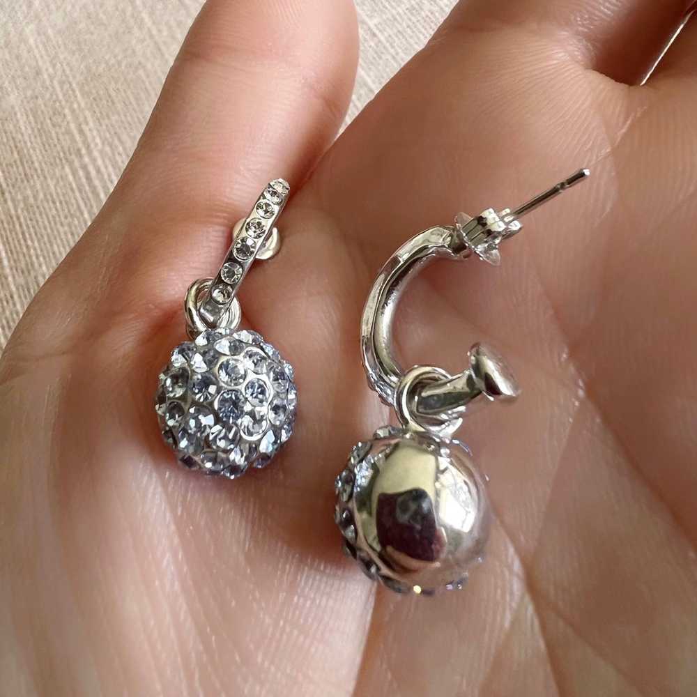 Pure silver full rhinestone ear earrings - image 5