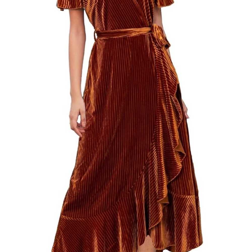 Miessial Women's Velvet Maxi Dress Retro Faux Wra… - image 1