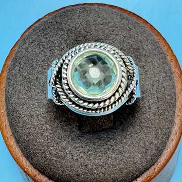 VTG Solid Sterling Silver 925 Round Crystal Bezel… - image 1