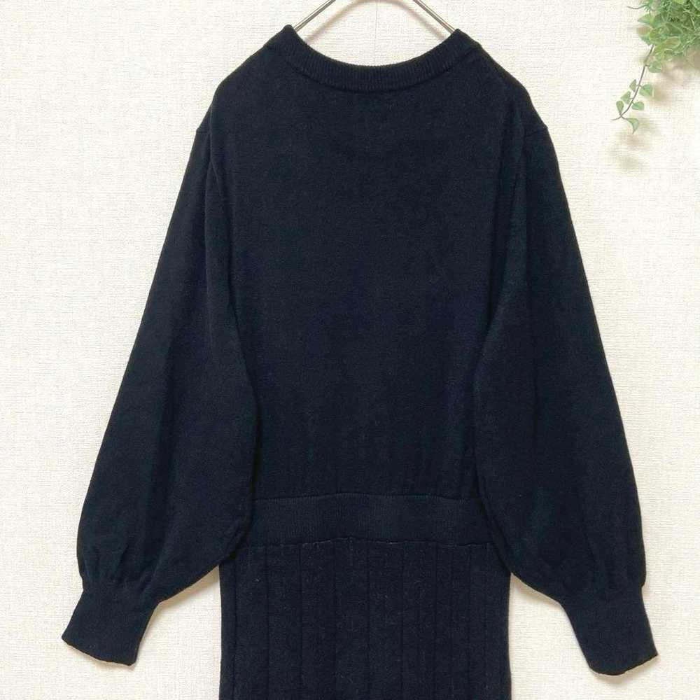 【RAMIRAL】 Long Knit One-piece Black Pleated Bicol… - image 10